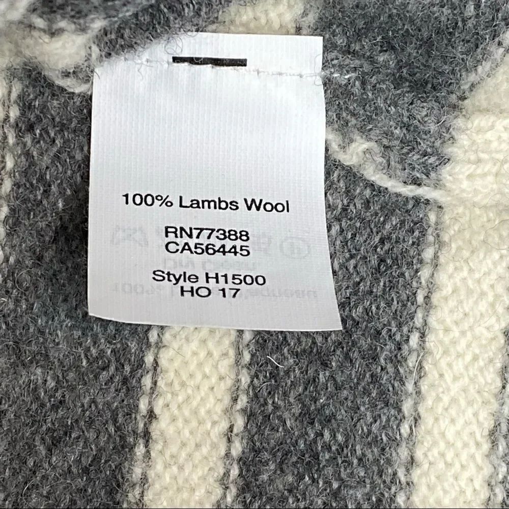 J. Crew Factory gray and white striped lambs wool sweater size L - Picture 13 of 14